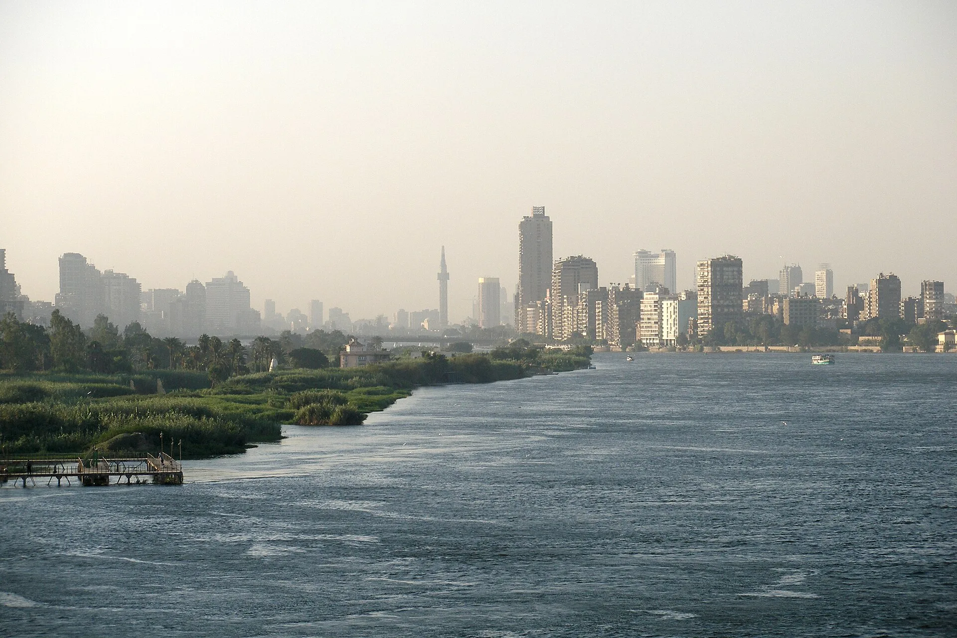 Panoramic view of the Cairo skyline along the River Nile