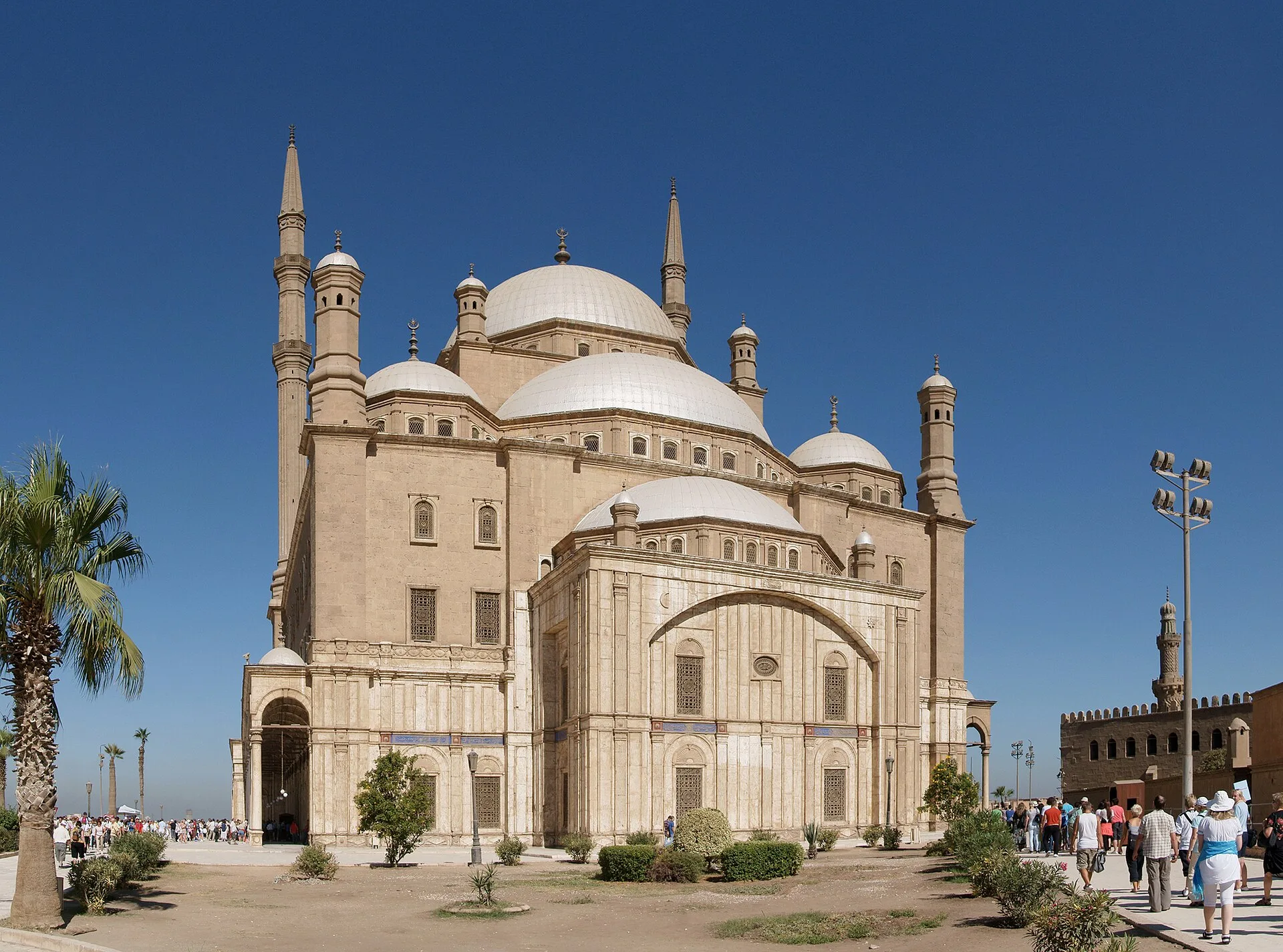 Domes and slender minarets of the Muhammad Ali Mosque in Cairo's Citadel