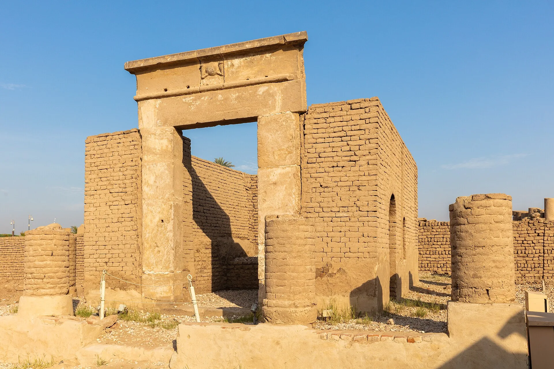 Colonnades and statues of Luxor Temple on the east bank of the Nile