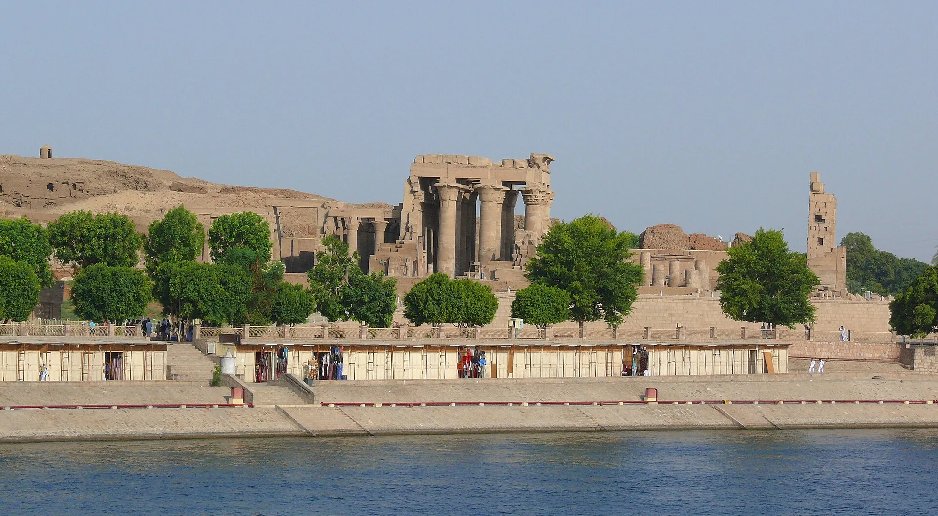 The double Temple of Kom Ombo seen from the River Nile