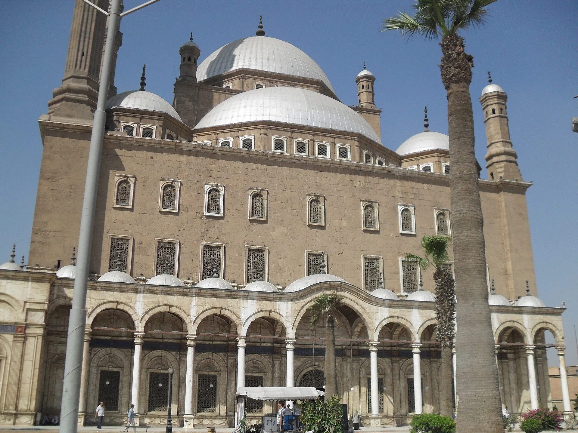 Ottoman-style facade and domes of the Muhammad Ali Mosque, Cairo Citadel
