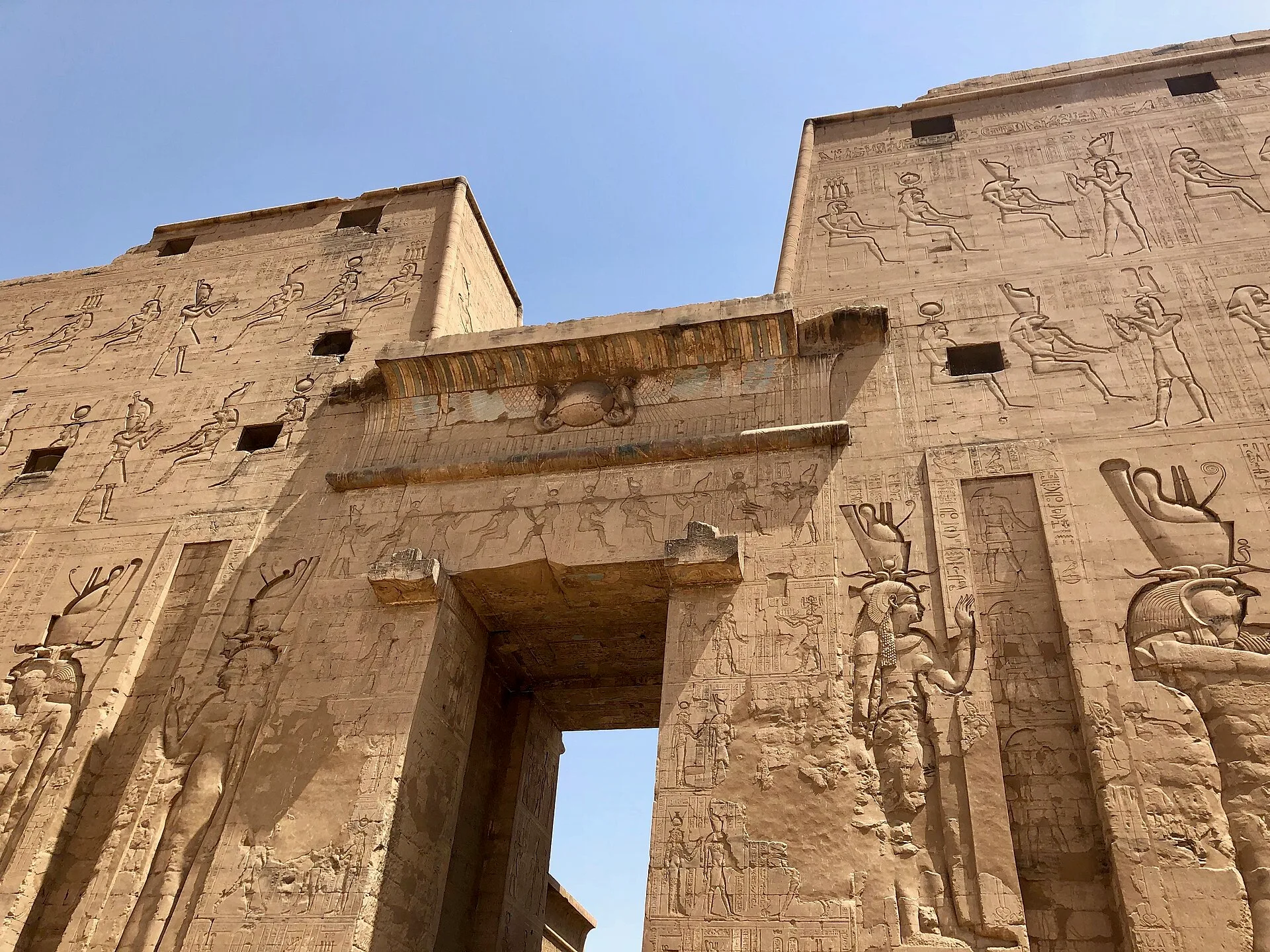 Reliefs on the great pylon of the Temple of Horus at Edfu