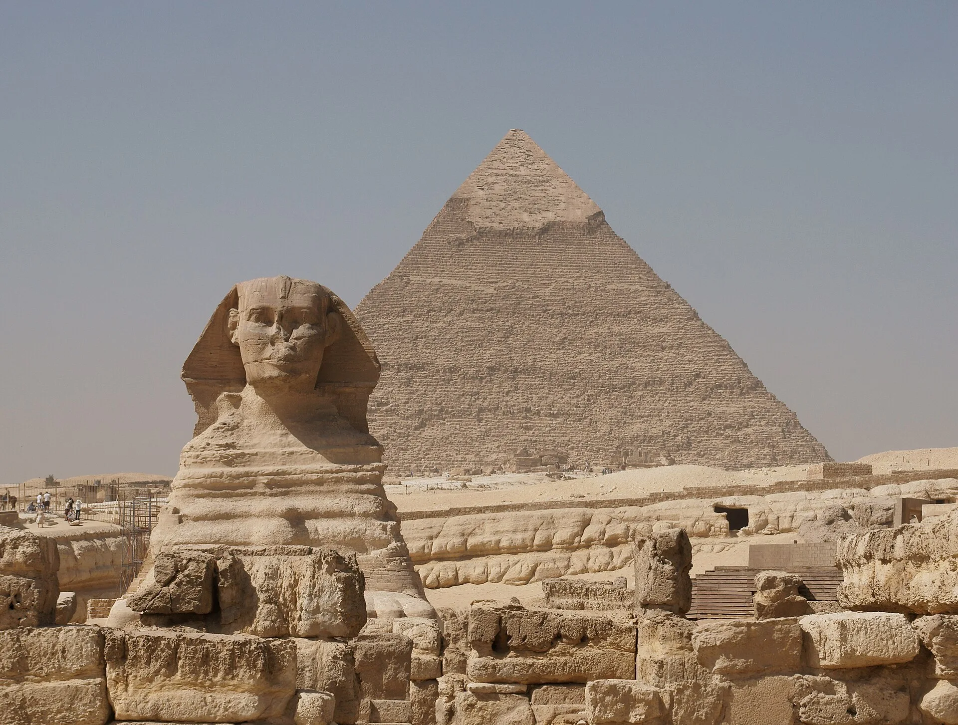 The Great Sphinx of Giza set against the Pyramid of Khafre