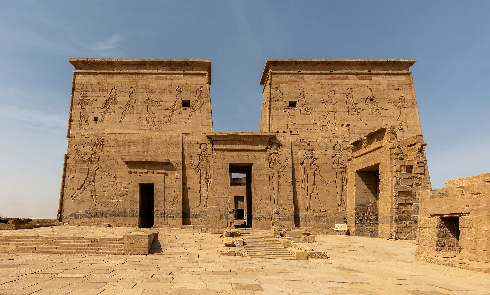 Carved pylon of the Temple of Isis at Philae near Aswan