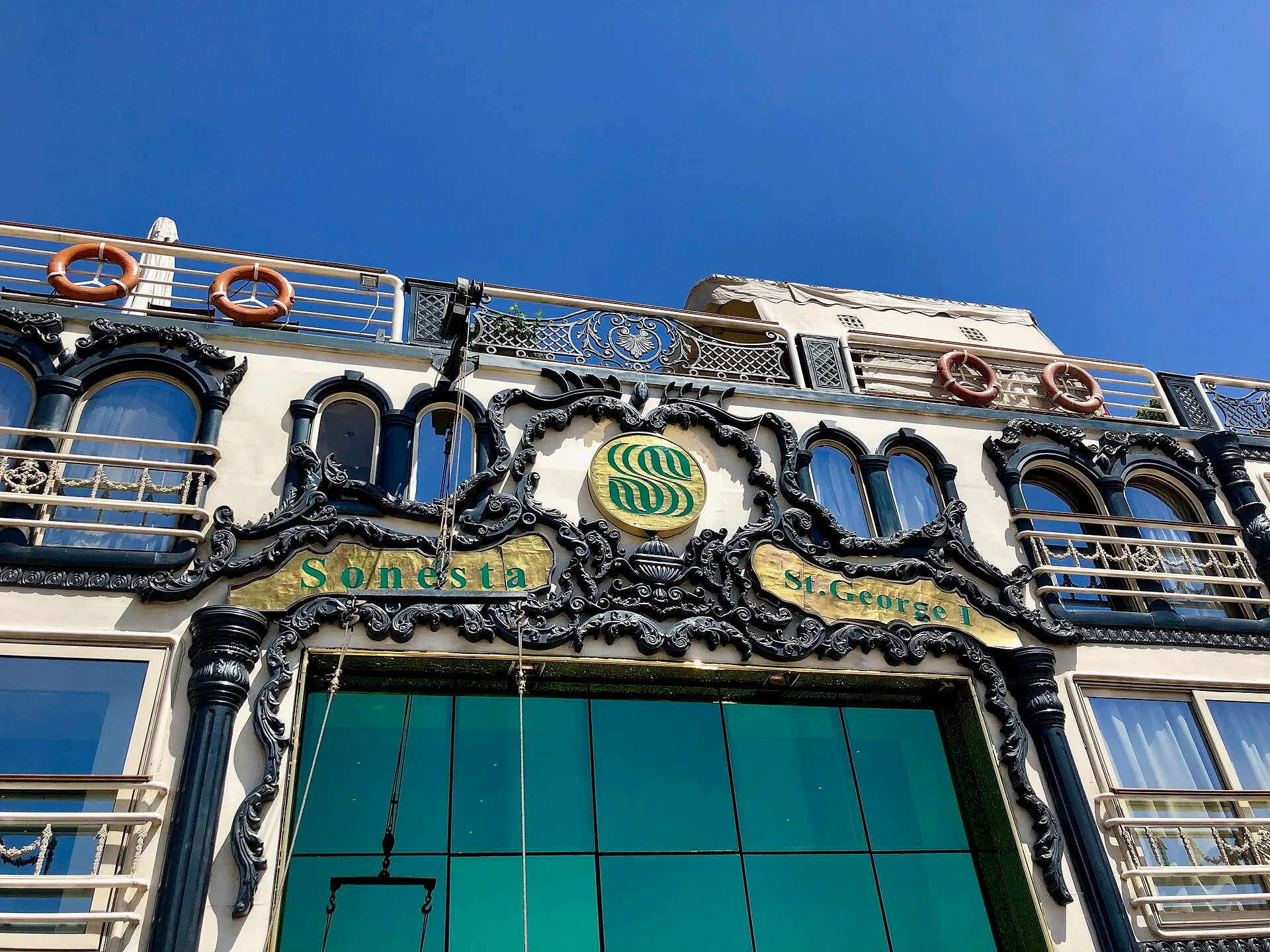 Ornate entrance facade of the Sonesta St. George I