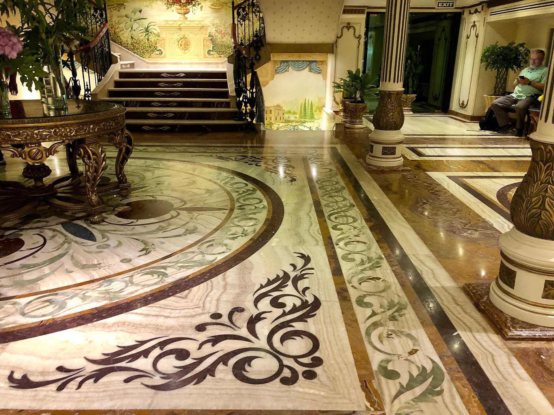 Marble lobby and staircase on board the Sonesta St. George I