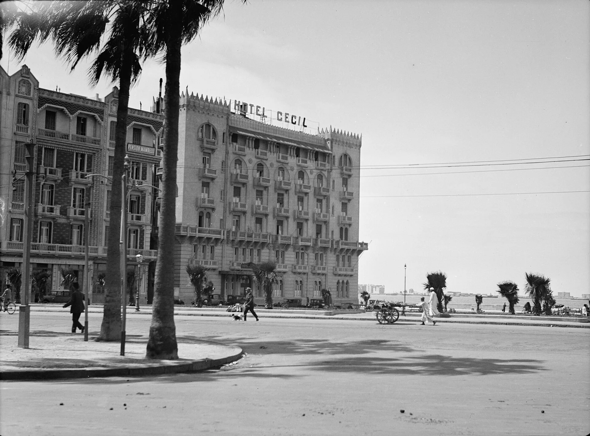 Historic photograph of the Hotel Cecil on the Alexandria sea front